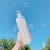 500ml/16.9oz clear white plastic sports water bottle Time marking leak-proof juice milk cup Portable children's school sports cu 2