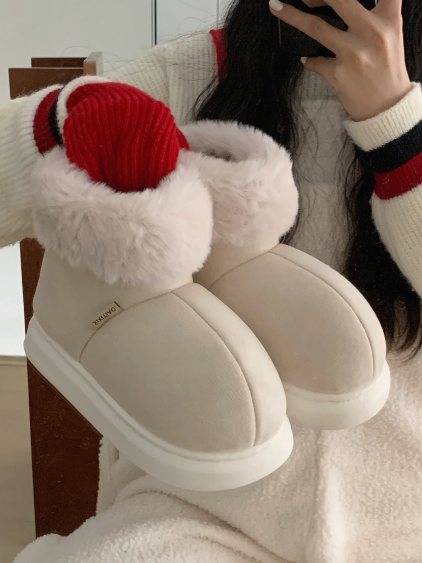 Parent-child Thick Soled Snow Boots For Women In Winter 2023 Plush And Thick Man Couple Shoes Versatile Cotton Ankle Boots