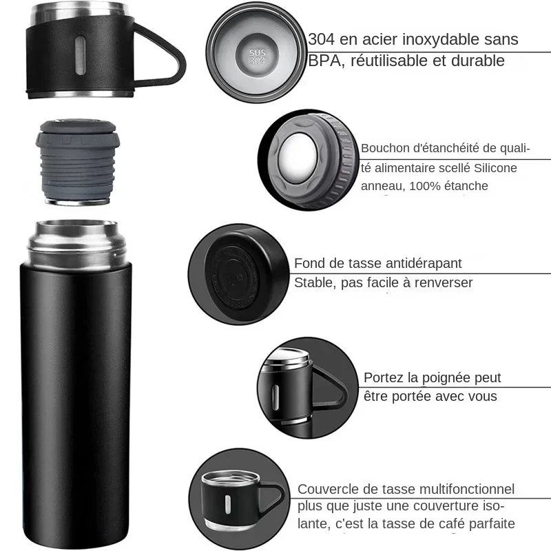 Thermal Mug Thermal Water Bottle Stainless Steel Water Bottle Stainless Steel Thermos Bottle Water Bottle Stainless Steel Cup Stainless Steel Thermos Cup 500ML 304 Stainless Steel Vacuum Insulated