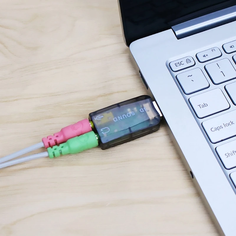 SB-3.5mm 잭 오디오 어댑터 USB 2.0-Aux 마이크 헤드폰 외부 3D 사운드 카드 HFR8103 칩(PC용)