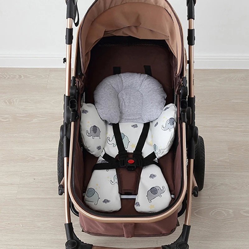 Comfortable Baby Car Seat Cushion with Pillow Cartoon Baby Stroller Cotton Pad Newborn Car Chair Mat Carriage Pram Cushion