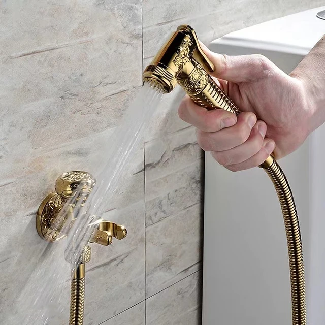 ชุดทำความสะอาดห้องน้ำแบบสองระบบ น้ำเย็นเดียว พร้อมหัวฉีดสเปรย์ลายดอกไม้ ทำจากทองเหลืองโบราณ สำหรับโถสุขภัณฑ์แบบฉีดชำระ 1