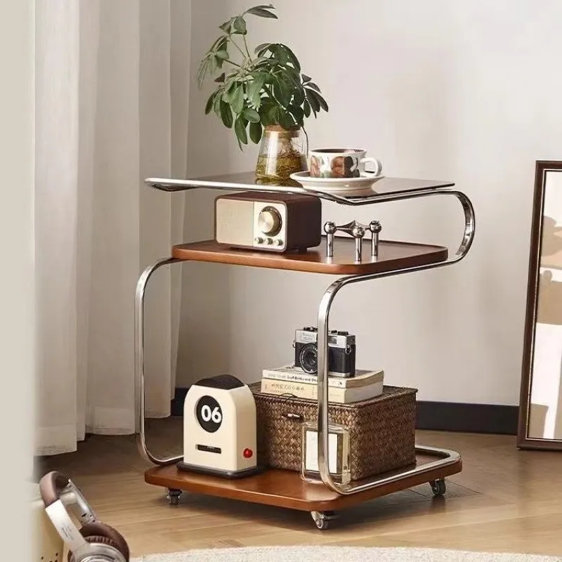 Home Side Carts With Wheels Living Room Antique Sofa Coffee Table Corner Nordic Mobile Dining Car Storage