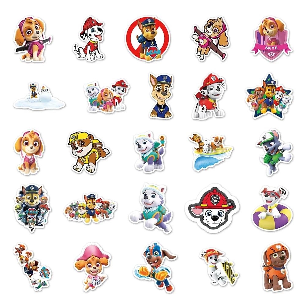 10/30/50PCS Cool Cute PAW Patrol Stickers PVC Decal Decoration Phone Skateboard Luggage Fridge Graffiti Sticker Toy Gift for Kid 5