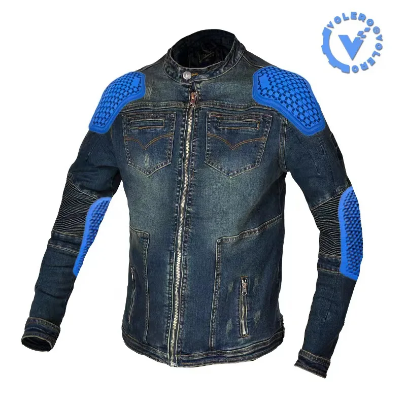 레트로 오토바이 오프로드 재킷 셔츠 데님 재킷 오토바이 재킷 남성 캐주얼 라이딩 안티폴 등 보호 데님 재킷