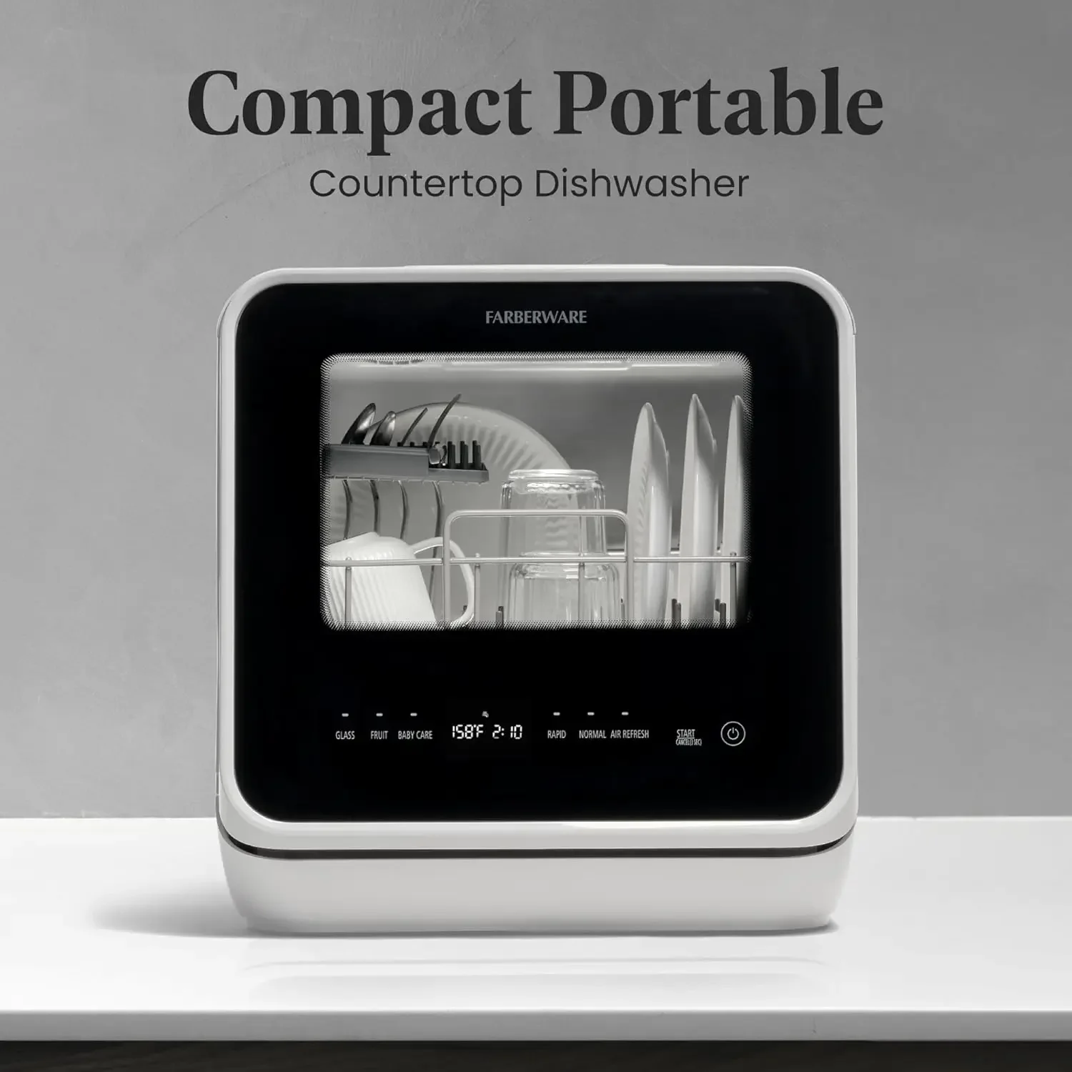 Portable Countertop Dishwasher with 5-Liter Built-in Water Tank-5-Program System for Home, RV, and Apartment-Wash