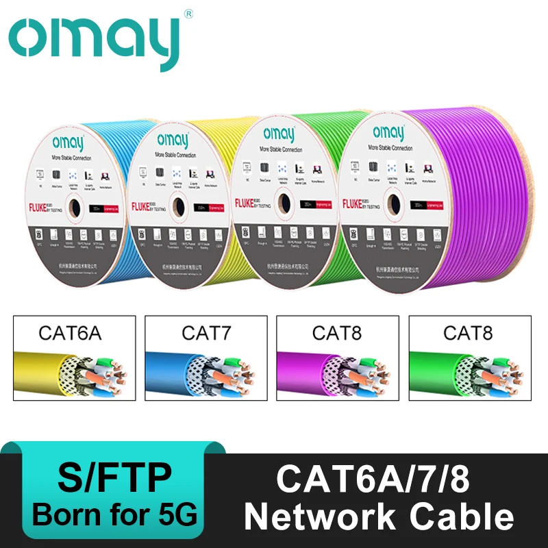 

Cat6A/7/8 Bulk Ethernet Cable 1000ft (305m) S/FTP 22/23AWG LSZH OFC Solid Pure Bare Copper Wire 2000/600MHz UTP PVC CMR Network