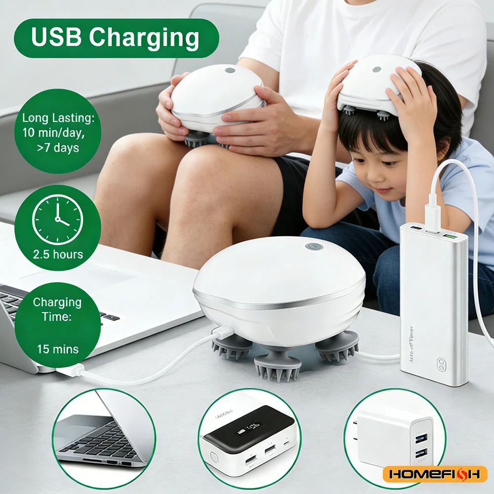 2-in-1 電動頭皮クリーナー＆ペットマッサージャー – 洗髪＆ペットのリラックスのための強力振動ブラシ、充電式＆お手入れ簡単