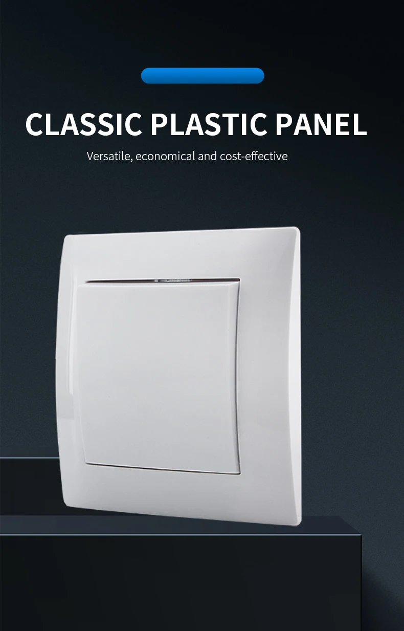 Description Picture 2 of itemWhite Classic Flame Retardant Plastic Panel 1 Gang 1 Way Wall Switch On / Off Rocker Switch 16A AC 250V 86mm*86mm