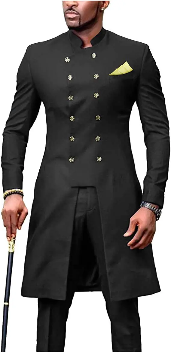 African Design Royal Blue Slim Fit Men Suits For Wedding Groom Tuxedos Bridegroom Suits Best Man Prom Party 2PCS(Blazer+Pants)