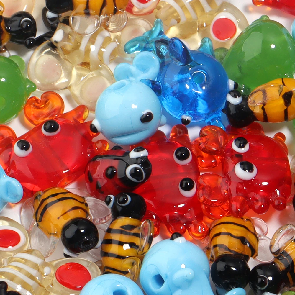2-10pcs Cartoon Animal Lampwork Beads Cute Animals Glass