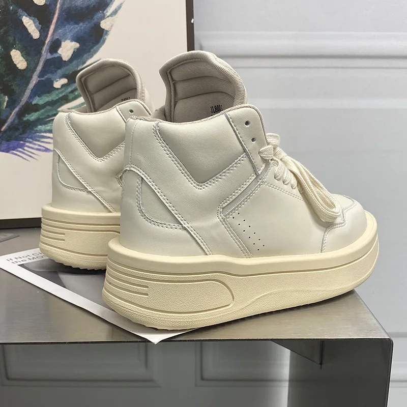 Genuine Leather Retro White Sneakers Platform Shoes Women Chunky sneakers comfortable chaussure Sport Thick Sole Walking shoe 4