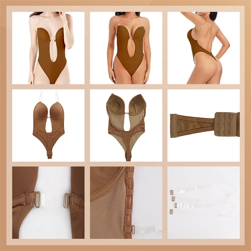 Corset Women Full Body Shaper Backless Wedding Party Dress Sexy Thong Leotard Deep V-Neck Shapewear Underwear Slimming Bodysuit waist trainer women body shaper sexy bodysuit