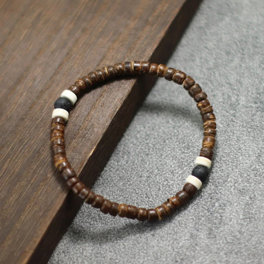Coconut Wood Beaded Bracelet for Men and Women