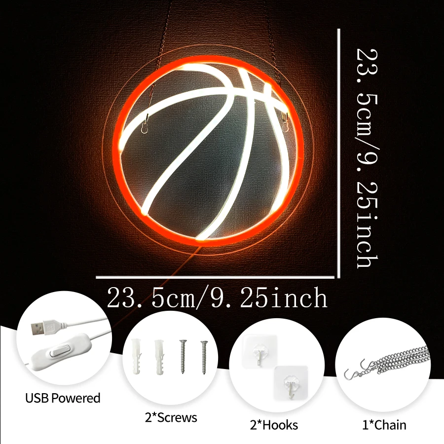 Letrero De Neón LED Personalizable De Baloncesto - Luz De Pared 16 Colores, USB, Regulable, Ideal Para Dormitorio Y Decoración Deportiva
