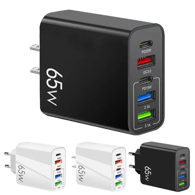 

65W Charger 2type c PD+3USB Fast Charging Station Multifunctional lightweight Overheating Protection Fast Charger