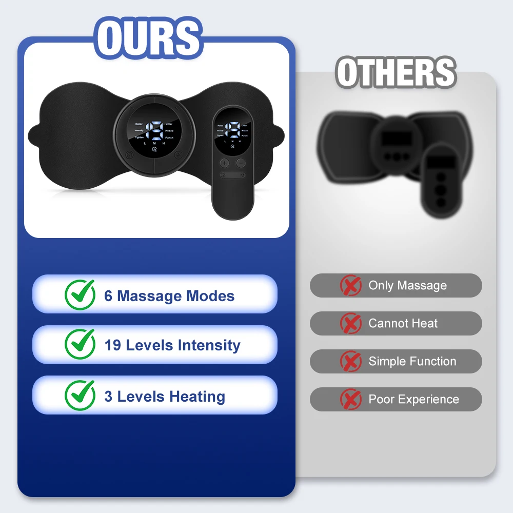 Mini EMS Neck Shoulder Massager Heating Pulse Muscle Nerve Electrostimulator Reu