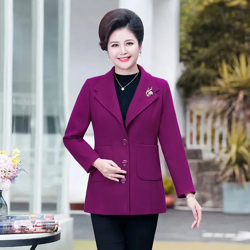 Fashion Short Woolen Female Western-style Middle-aged And Elderly Women's Mother Warm Cotton Tide In Autumn And .