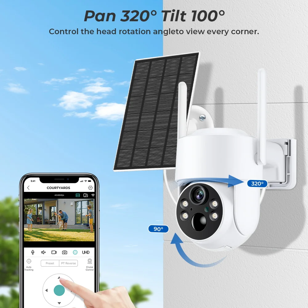 BESDER  PTZ ī޶, ߿  ¾籤 IPCamera, 4MP HD,  ͸,   ī޶, ð  iCsee