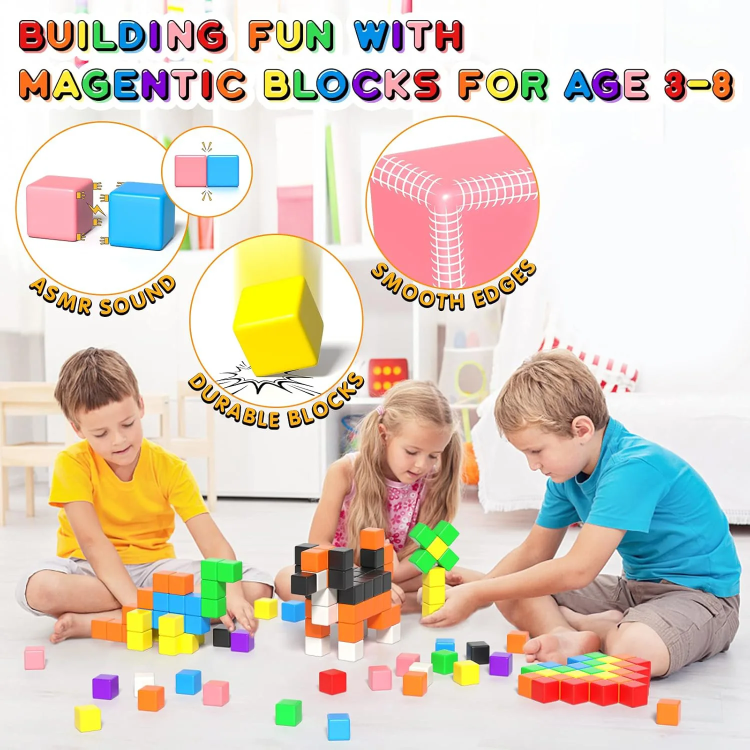 Magnetic Building Blocks Magnetic Cubes Educational STEM Montessori Sensory for Kids Ages 3+ Year Old Boys and Girls Magnet Toys Magnetic Building Blocks Magnetic Assembly Toy