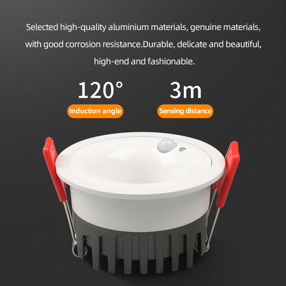 5W 7W 12W PIR Motion Sensor Downlight AC85-265V Recessed Ceiling Light For Corridor Living Room Kitchen Decor Lighting led downlight,recessed ceiling spotlight,ceiling lamps