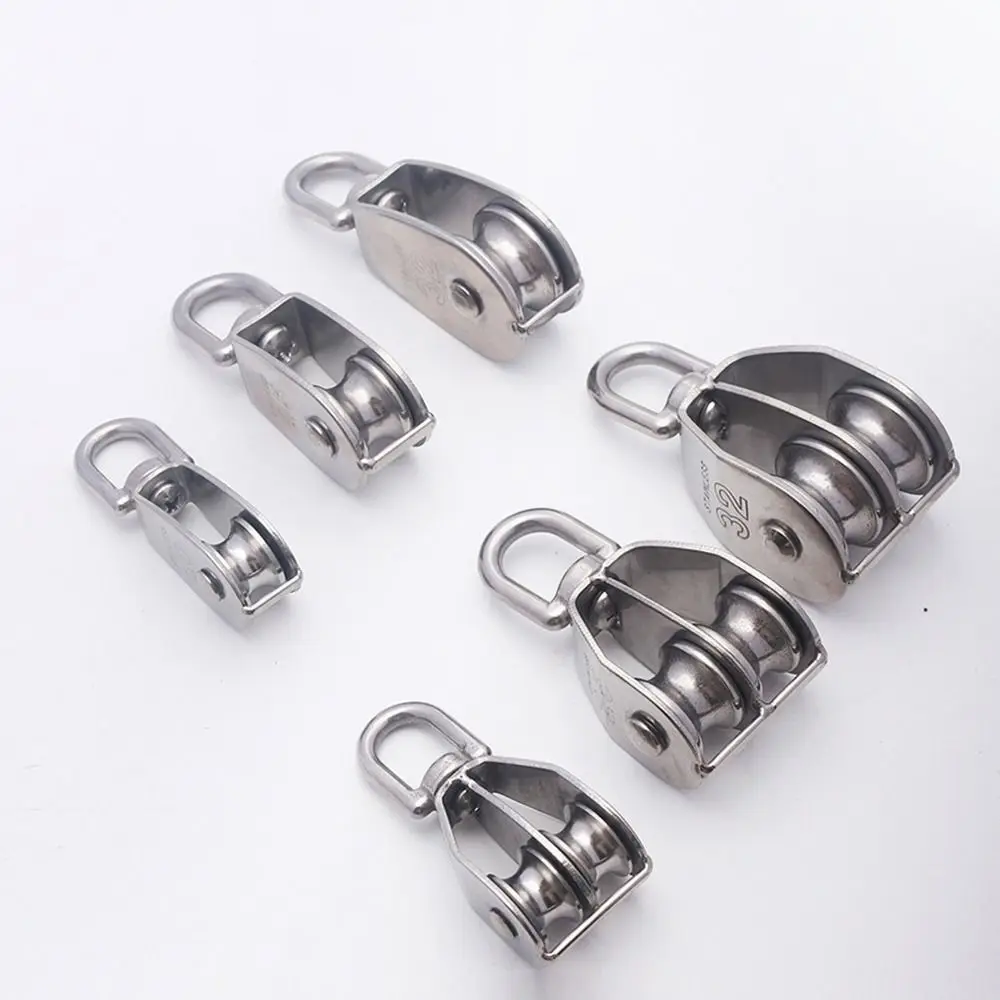 Load-Bearing M15/20/25 Fixed Pulley 304 Stainless Steel Swivel Groove Pulley Detachable Heavy Duty Traction Wheel Crane