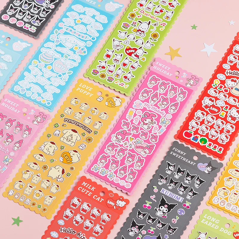

12pcs/set Sanrio Cartoon Guka Sticker Hello Kitty Melody Cinnamoroll Lovely Diary Decoration Material Diy Decoration Material
