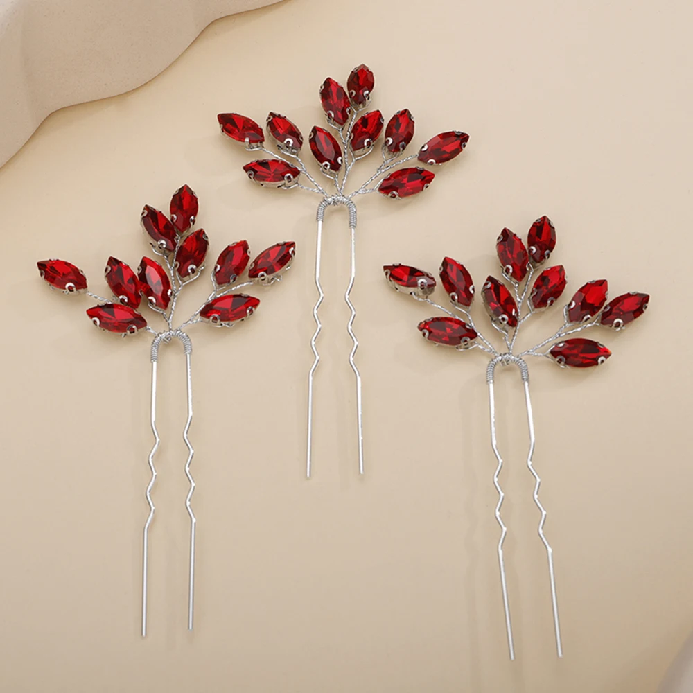 Hair Accessories Bridal Hair Accessories 13Colors Fashion Rhinestone Bridal Hairpins 3PCS Headpiece Wedding Hair Accessories Handmade Vintage Party Tiaras Headdress