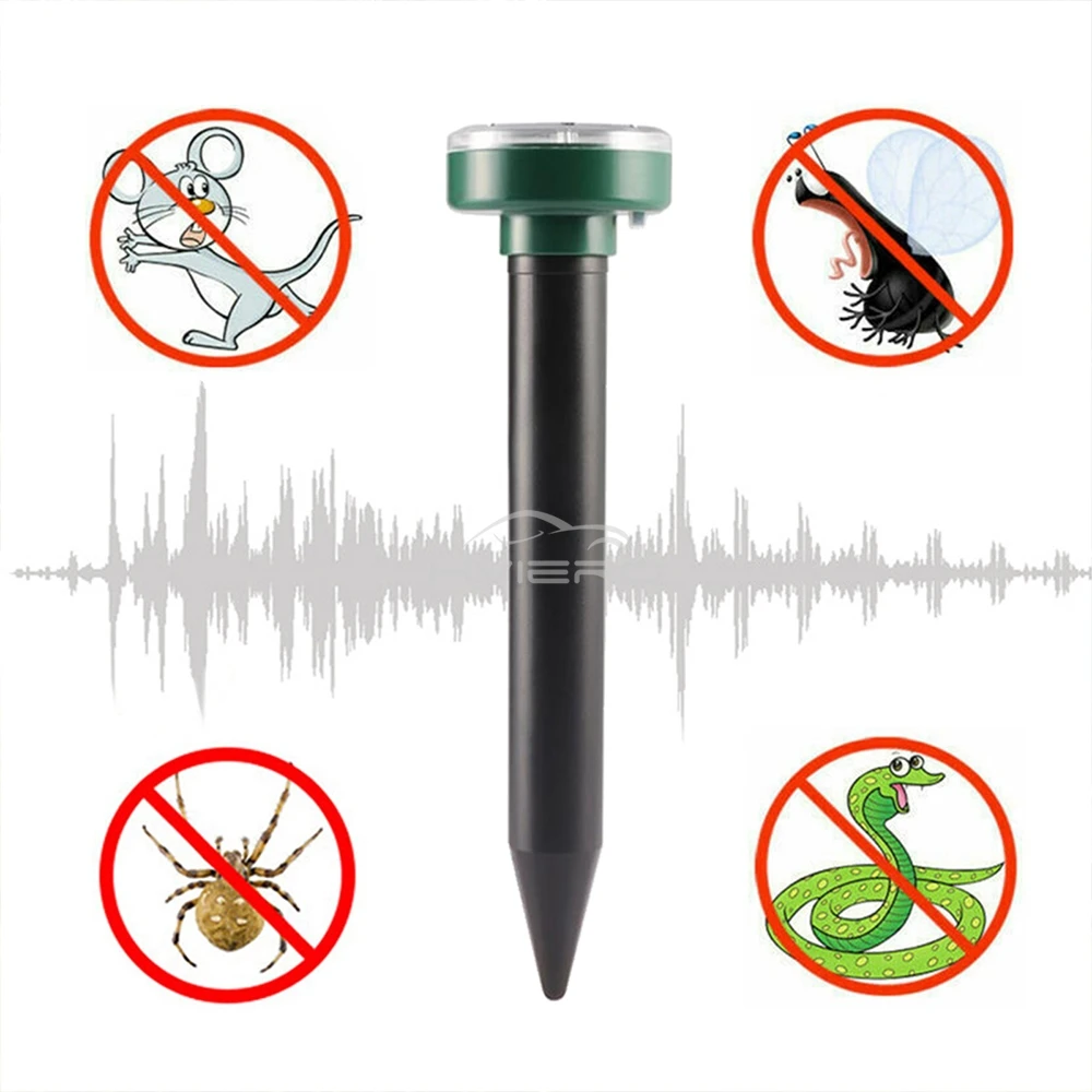Solar Powered Ultrasonic Sonic Mouse Mole Pest Rodent Repeller Transmitted Vibration Wave Yard LED Outdoor Park 1/2/4/8/12Pcs Mouse Repeller