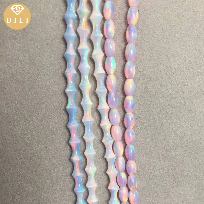 4x6mm OLP383 Pink Color Barrel Shape Synthetic  Aurora Opal Nebula Opal Bead in Strand