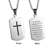 Cross Bible Men's Necklace with ''Be Strong and Courageous ''Dog Tag Pendant Religious Jewelry 24Inch Chain 4