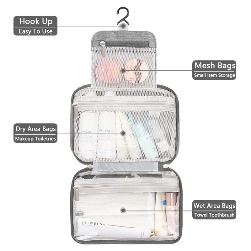 1pc Multi-Functional Travel Makeup Bag For Women Foldable Toiletry Bag Dry Wet Separation  Cosmetic Washing Storage Bag Girls 4