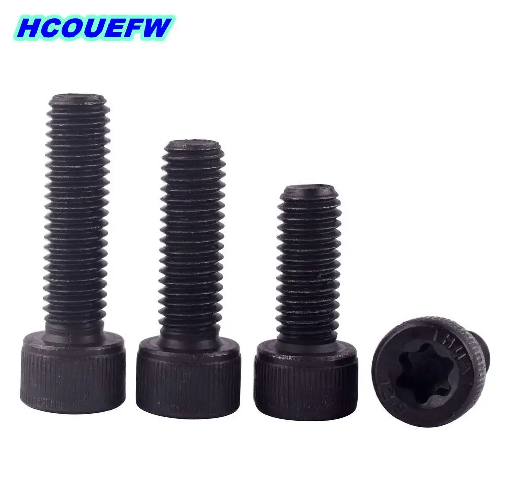 

HCOUEFW 10pcs M5 M6 M8 Six Lobe Steel Bolts 12.9 Black Grade Security Cap Head Socket Torx Plum Blossom Screw