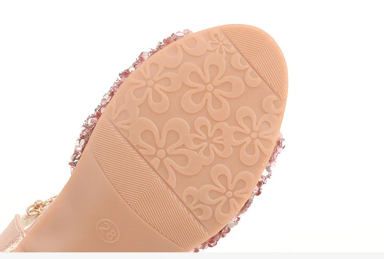 Kids Princess Leather Shoes for Girls Casual Glitter Children High Heel Girls Sandal Shoes Gold Pink Silver Kids Sandals Shoes children's shoes for high arches