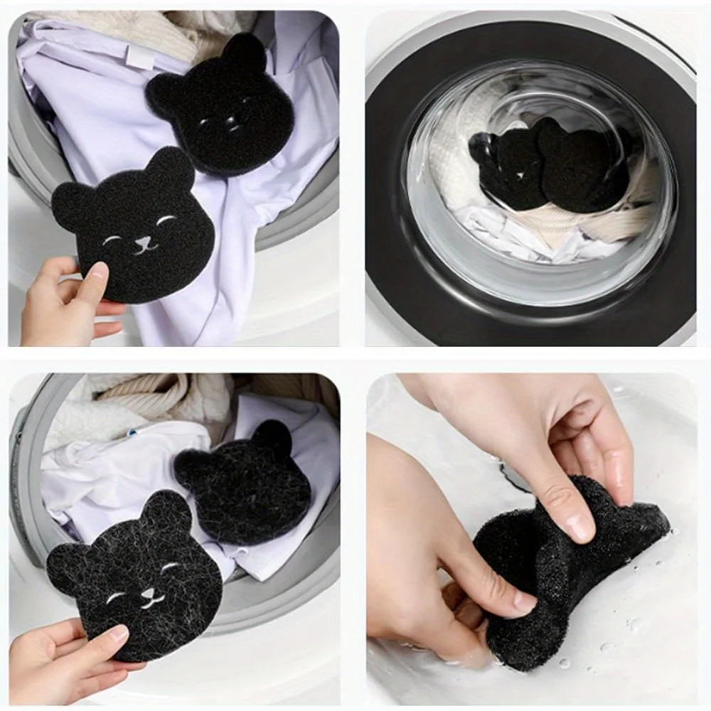 2-8PCS Pet Hair Remover Bear Shape Laundry Ball Washing Machine Lint Catcher Reusable Clothes Sofa Cat Dog Hair Cleaning Sponge