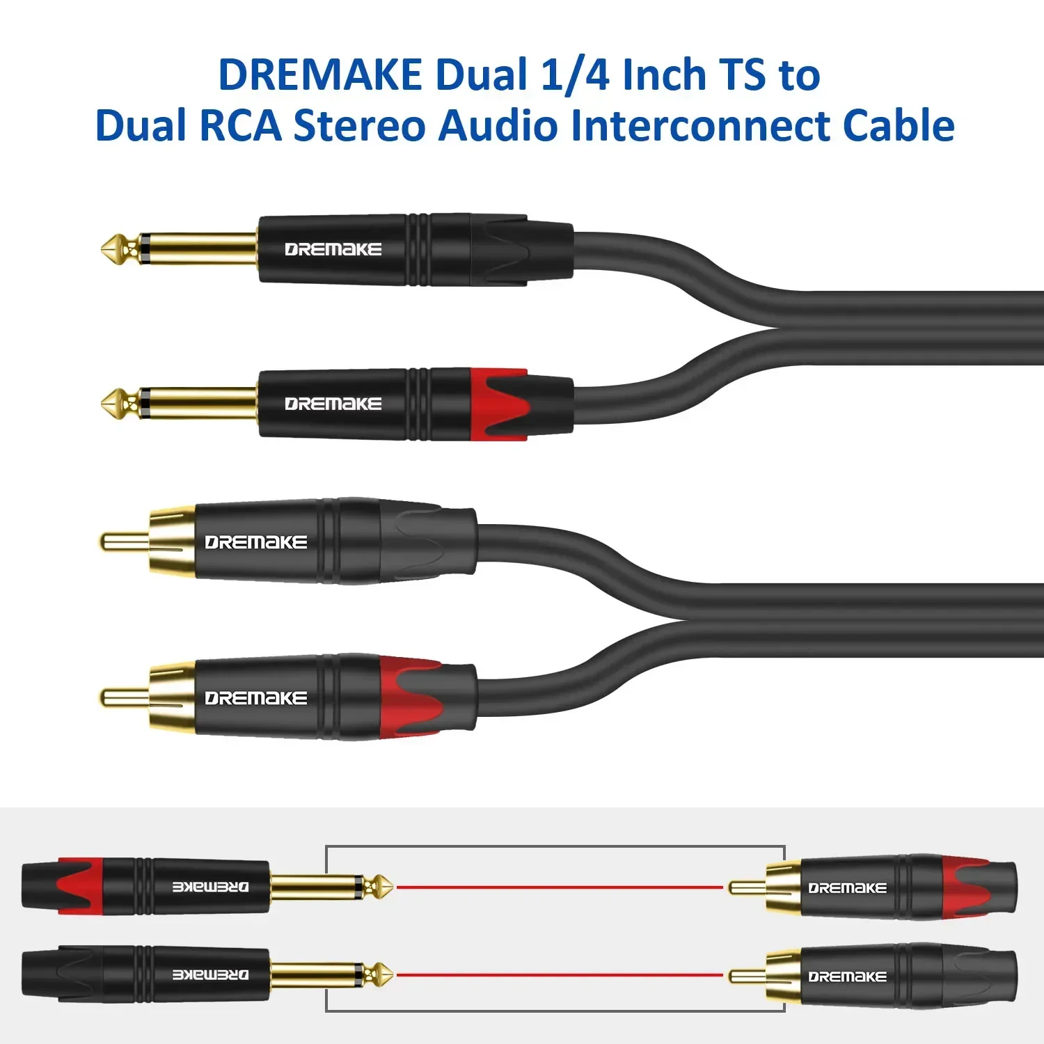 TNP RCA Audio Cable (25 FT) - 2 RCA Male To Male Red And White Audio
