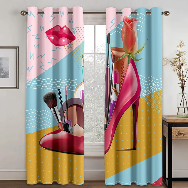 Transform Your Living Space with Sexy Make-up High-heeled Shoes Girl Window Curtains Blinds