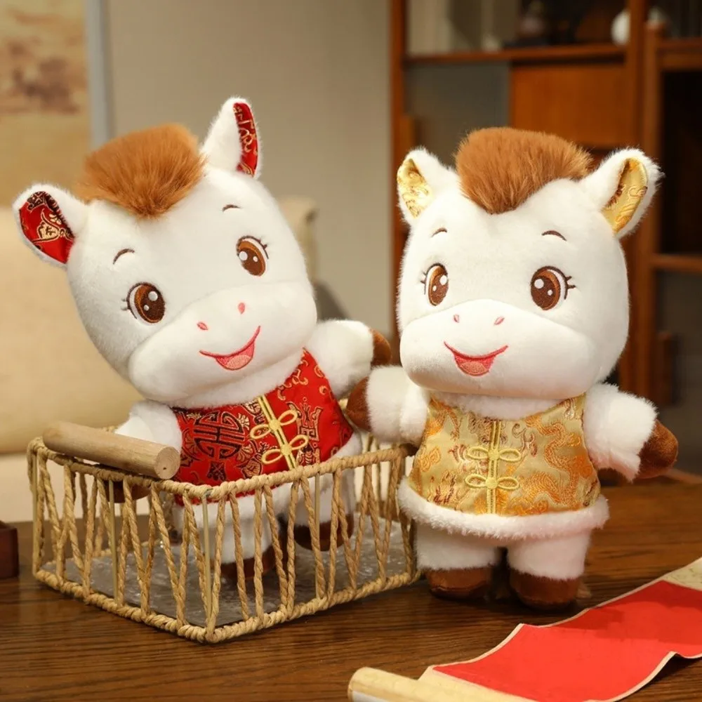 Chinese Costume 2026 Horse Plush Doll Mascot Cute Stuffed Horse Toy Creative Kawaii Zodiac Pony Figurine Birthday Gift
