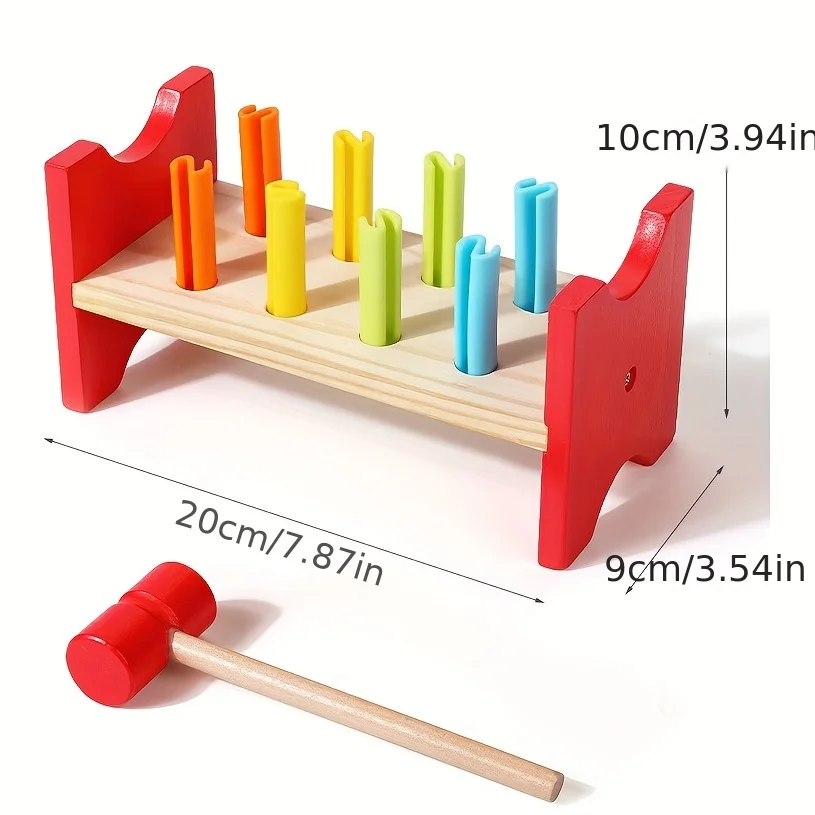 thumbnail image 1 of Montessori, Wooden Hammering Toy Set - Develop Fine Motor, Hand-eye Coordination, Fun and Educational Toys for Young Children, 1 of 6