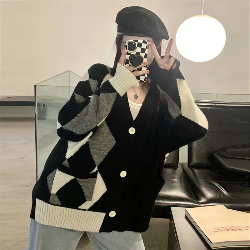 Autumn Women V Neck Loose Knitted Sweater