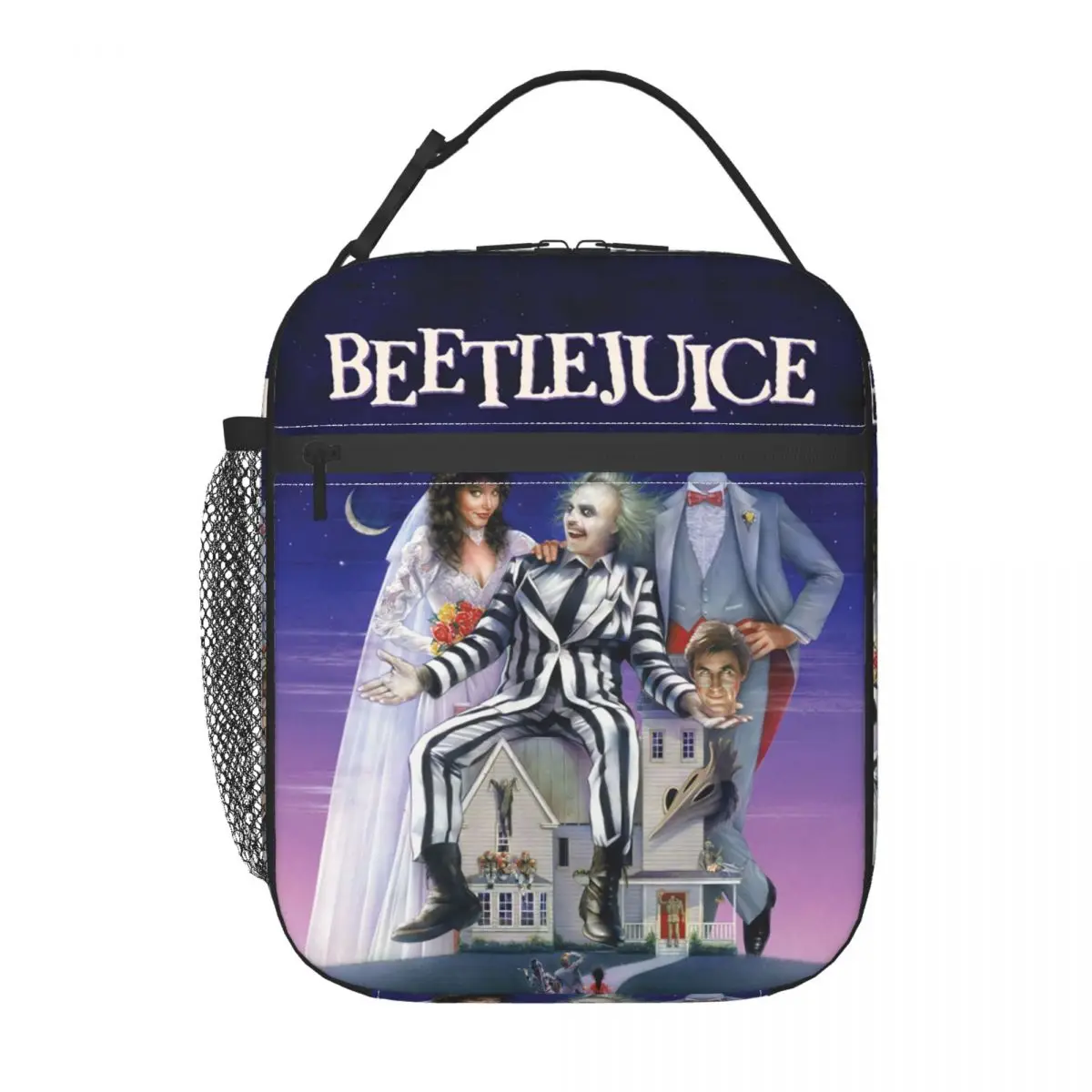Tim Burton Beetlejuice Horror Film Insulated Lunch Bags for Outdoor Picnic Portable Cooler Thermal Lunch Box Women Children