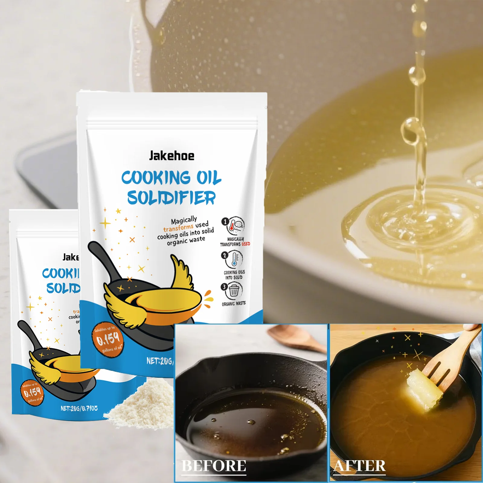 Cooking Oil Solidifier Powder Hot Grease Hardener For Used Fryer Oil ...