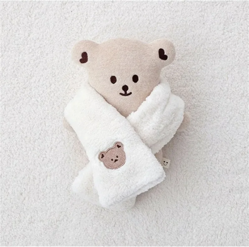 Cute Plush Baby Scarf Children's Scarves Boys Girls Windproof Warm Clothes Bear Embroidery Infant Babies Accessories