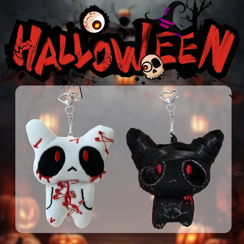 Halloween Ghost Doll Key chain Plush Bloody Doll Gothic style Scary Backpack Pendant Heart Buckle Pendant for gift