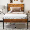 Twin Size Metal Platform Bed Frame - Mattress Foundation with Headboard and and Footboard, No Box Spring Needed with 700LBS Stur 1