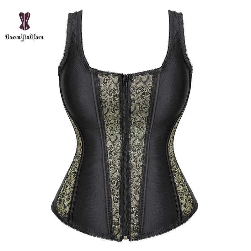 

Size S To XXL Zip Corset Top Bustier Lingerie Goret Women Korsett Steampunk Gothic Corselet With G String