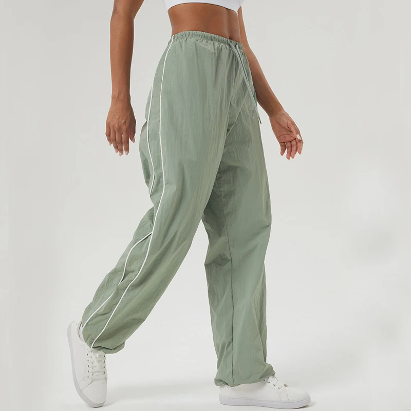 Loose Sports Yoga Pants Women Solid Color Woven Gym Trousers Breathable Quick Dry Jogger Pants Female Sportswear Workout Clothes 4