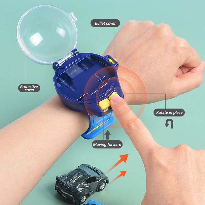 Mini Watch Remote Control 10 M  Car Toy Kid 2.4G Alloy RC Car With light Cartoon Portable USB Charging Children's Birthday Gift 3