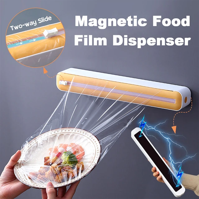 New Food Film Dispenser Magnetic Wrap Dispenser With Cutter Storage Box