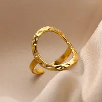 Irregular Hollow Opening Rings For Women Stainless Steel Gold Color Geometric Ring Fashion Simple Party Christmas Jewelry Gift - Image 4